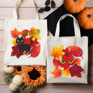 Bolso De Tela Temporada de follaje de gato negro personalizada