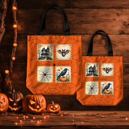 Bolso De Tela Temporada de naranja Spiderweb Spooky