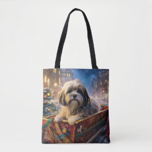 Bolso De Tela Temporada festiva de los Navidades Apso de Lhasa