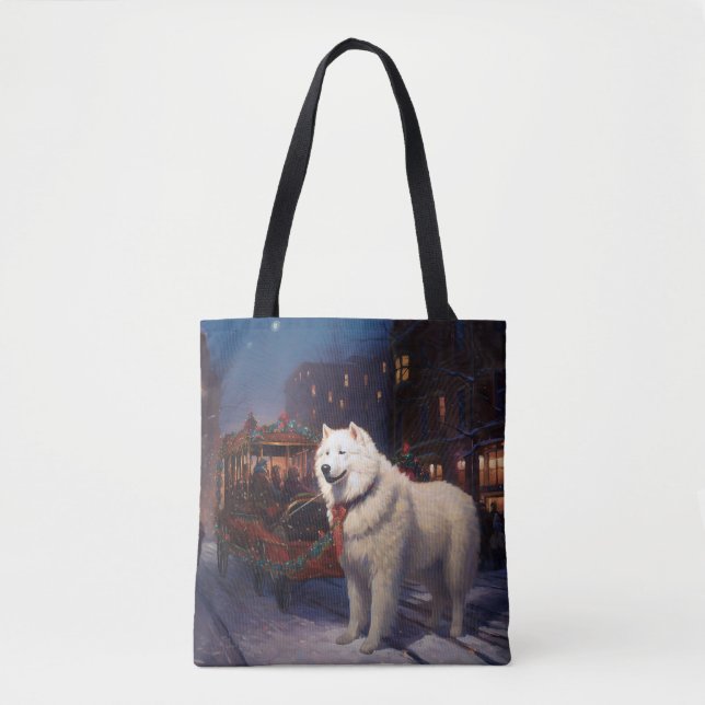 Bolso De Tela Temporada festiva de los Navidades Samoyed (Anverso)