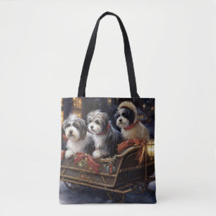 Bolso De Tela Temporada festiva de Navidad Havanese