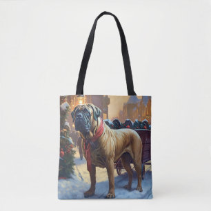 Bolso De Tela Temporada festiva de Navidades de bullmastiff