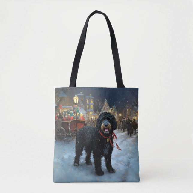 Bolso De Tela Temporada festiva de Navidades de perros de agua d (Anverso)