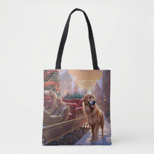 Bolso De Tela Temporada festiva de Navidades Golden Retriever