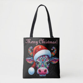 Bolso De Tela Temporada mexicana de Cow Bull Santa Hat