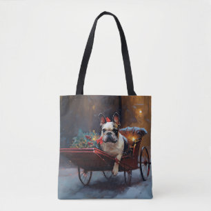 Bolso De Tela Temporada Navideña del Bulldog Francés