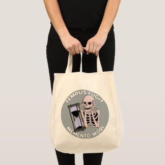 Bolso De Tela Tempus Fugit Skeleton Memento Mori Hourglass
