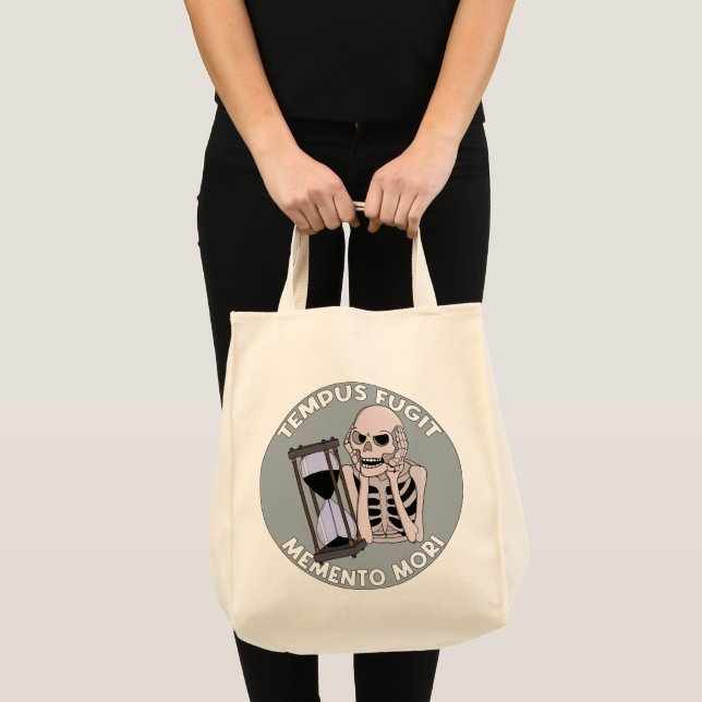 Bolso De Tela Tempus Fugit Skeleton Memento Mori Hourglass (Anverso (producto))