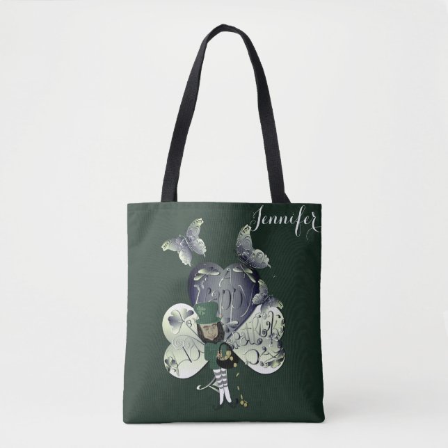 Bolso De Tela "Ten un feliz Día de San Patricio" Leprechaun (Anverso)
