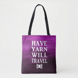 Bolso De Tela Ten Yarn Will Travel ・ Textura Morada Acuarela