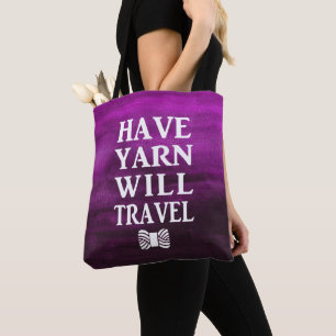 Bolso De Tela Ten Yarn Will Travel ・ Textura Morada Acuarela