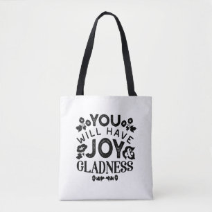 Bolso De Tela Tendrás Alegría y Gozo Frase Inspiradora