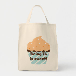 Bolso De Tela Tener 75 años es dulces camisetas de cumpleaños y