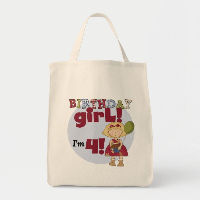 Bolso De Tela Tengo 4 camisetas y regalos Chicas de cumpleaños (Frente)