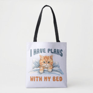 Bolso De Tela Tengo planes con mi cama - un Naranja acogedor