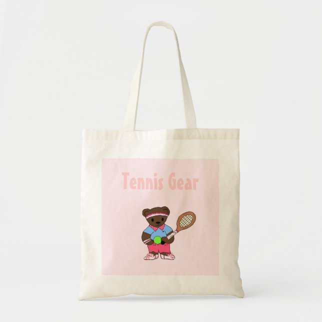 Bolso De Tela Tenis Player Pink Bear (Frente)