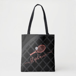 Bolso De Tela Tenis Racket Monograma Black Deportes rosados