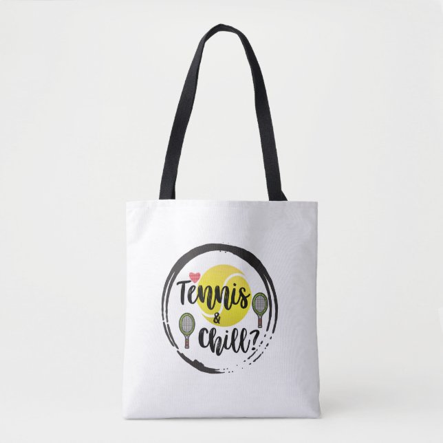 Bolso De Tela Tenis y pelotas blancas (Anverso)