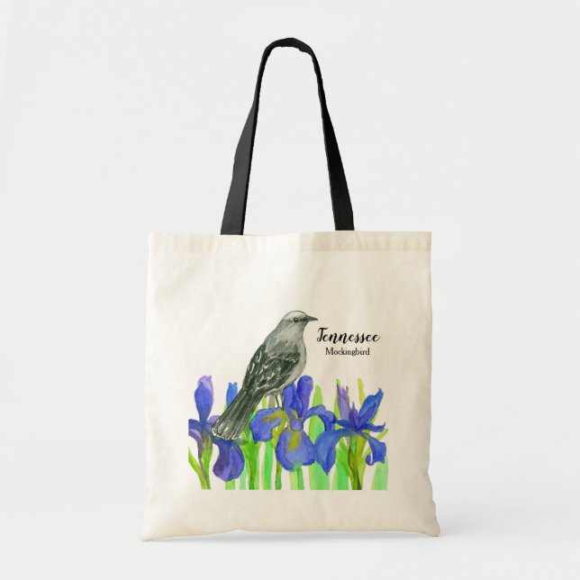 Bolso De Tela Tennessee Souvenir Tote Turístico Mockingbird Iris (Frente)