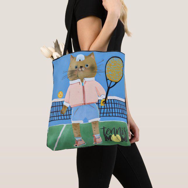 Bolso De Tela Tennis Mom Life para el amante del gato (Detalle)
