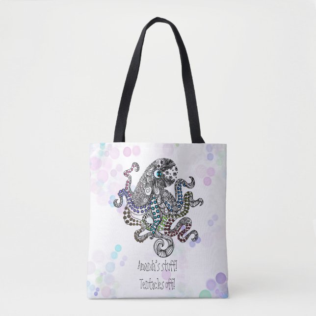 Bolso De Tela Tentáculos personalizados de pulpo de doodle fuera (Anverso)