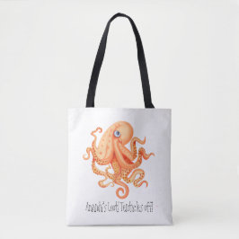 Bolso De Tela Tentáculos personalizados de un lindo pulpo naranj