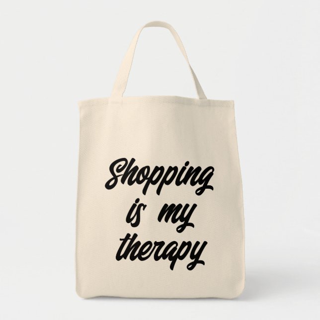 Bolso De Tela Terapia comercial "Comprar es mi terapia" (Frente)