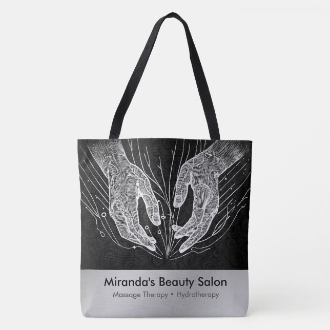 Bolso De Tela Terapia Masajista Manos Curadoras Energía Spa Well (Anverso)