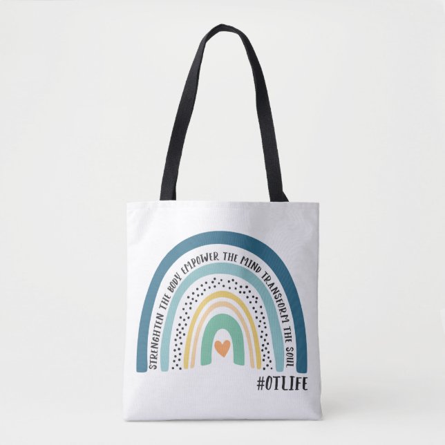 Bolso De Tela Terapia Ocupacional Fortalecer El Cuerpo Arcoiris (Anverso)