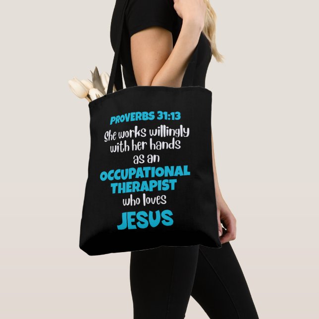 Bolso De Tela TERAPISTA OCUPACIONAL cristiana para amar a Jesús (Detalle)