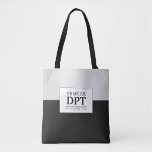 Bolso De Tela Terapizador físico DPT personalizado plata y negr