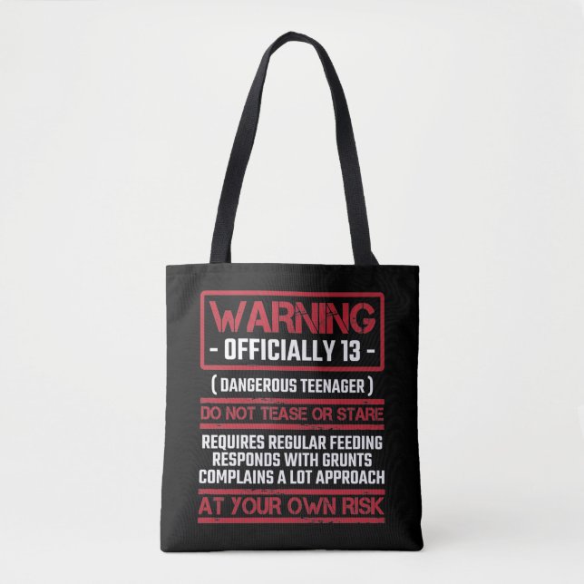 Bolso De Tela Tercer cumpleaños, adolescente oficial, niño de 13 (Anverso)