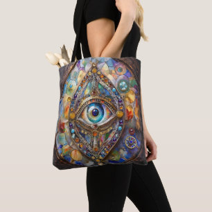Bolso De Tela Tercer Ojo en Vidrio Pintado y Bronce
