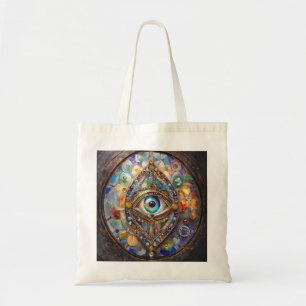 Bolso De Tela Tercer Ojo en Vidrio Pintado y Bronce