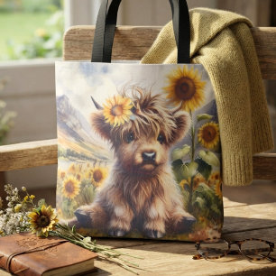 Bolso De Tela Ternera Adorable de las Tierras Altas con Girasole