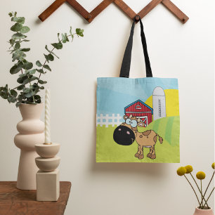 Bolso De Tela Ternero de Dibujos Animados en una Granja