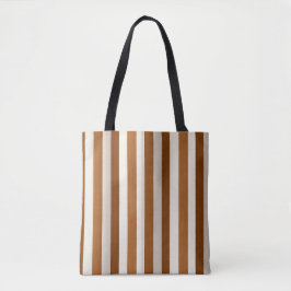 Bolso De Tela Terracota Cálida y Franja Vertical de Crema