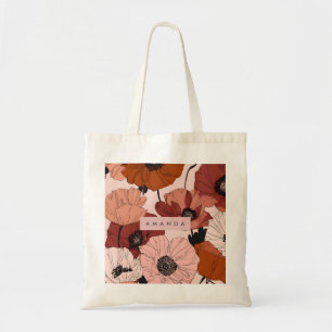 Bolso De Tela Terracota Moderna Personalizada y Floral Rosado