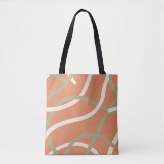 Bolso De Tela Terracotta Linework Pattern | Cream & Olive 
