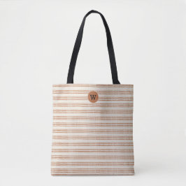 Bolso De Tela Terracotta Monograma Minimalista moderno Stripe Bo