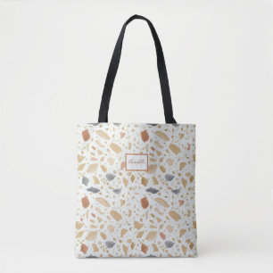 Bolso De Tela Terracotta Terrazo Resumen moderno con nombre de m