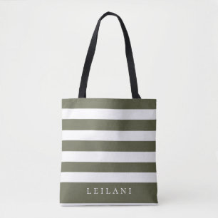 Bolso De Tela Terrario de moda con patrón de franja verde musgo