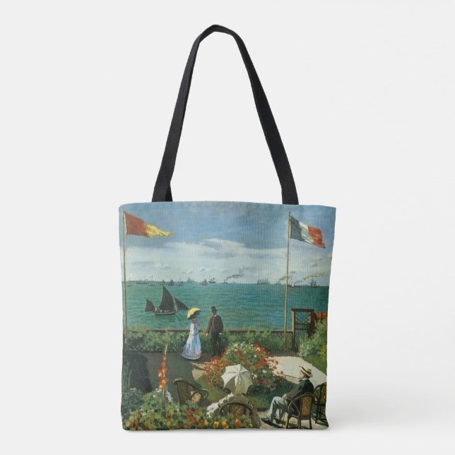 Bolso De Tela Terraza junto al mar de Claude Monet (Reverso)