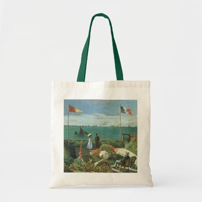 Bolso De Tela Terraza junto al mar por Claude Monet (Frente)