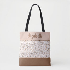 Bolso De Tela Terrazzo Marrón y Beige y Blanco Abstracto 