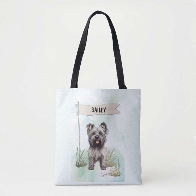 Bolso De Tela Terrier Skye Acuarela Perro Personalizado (Anverso)