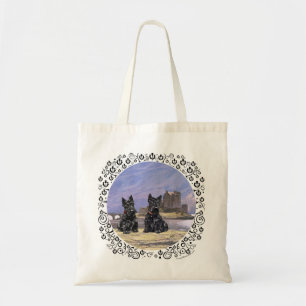Bolso De Tela Terriers escoceses en el castillo de Eilean Donan