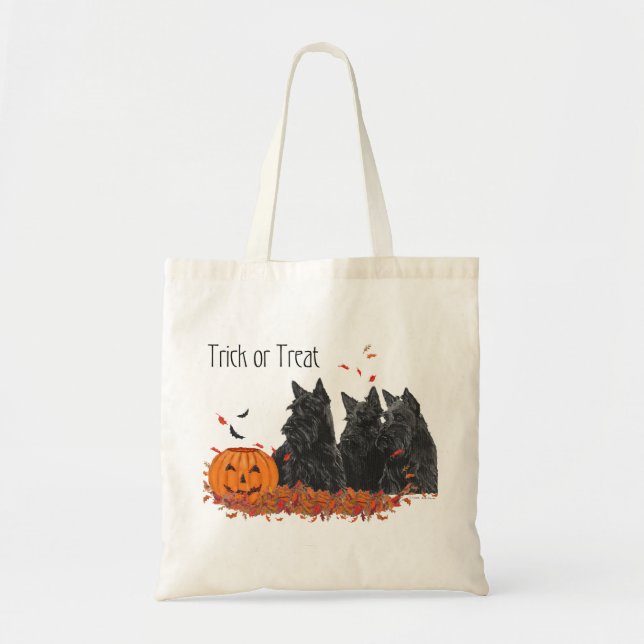 Bolso De Tela Terriers Escoceses Halloween (Frente)