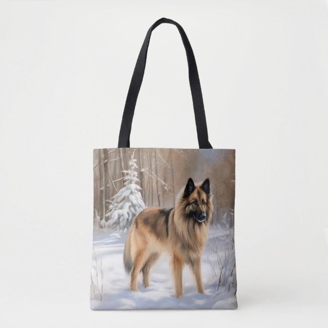 Bolso De Tela Tervuren belga deja que nieve Navidades (Anverso)