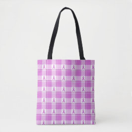 Bolso De Tela Testicular Cancer Awareness Plaid Purple Ribbon